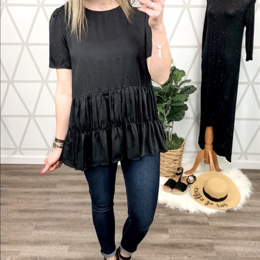 JODIFL Sateen Peplum Blouse